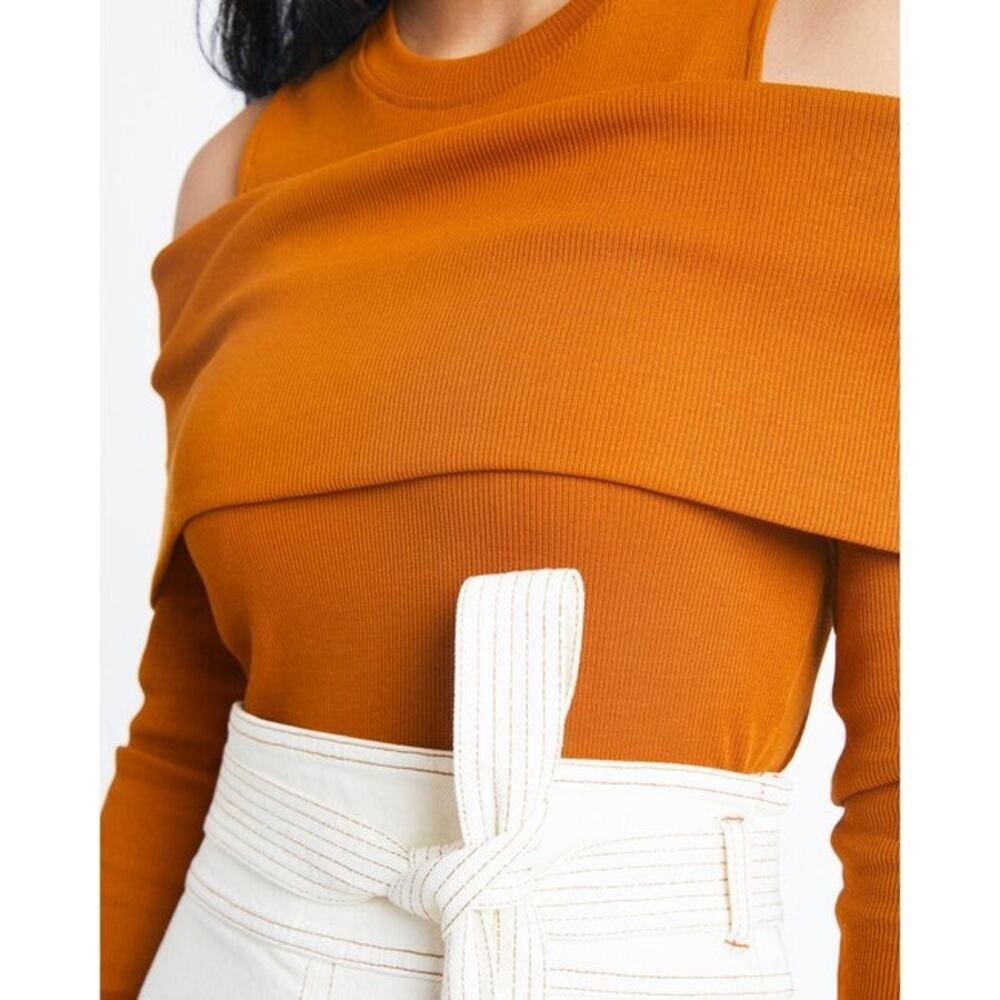 TANYA TAYLOR Sanna Top Caramel Orange Tan Shoulder Cutouts Wraparound Band NEW - Picture 4 of 16